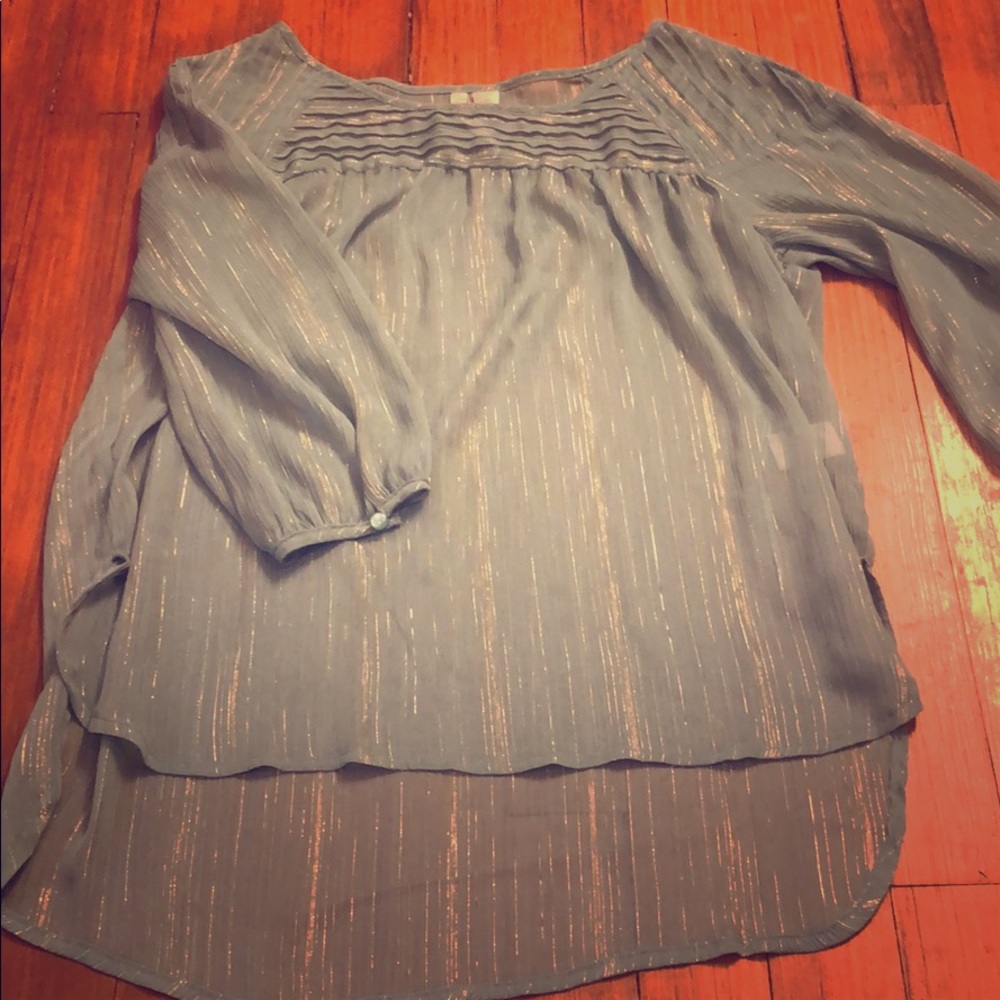 Lauren Conrad sheer green and gold tunic